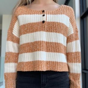 super cute orange & white stripped sweater ❥